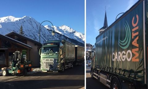 Cargomatic livraison stations de ski avec chariot embarque
