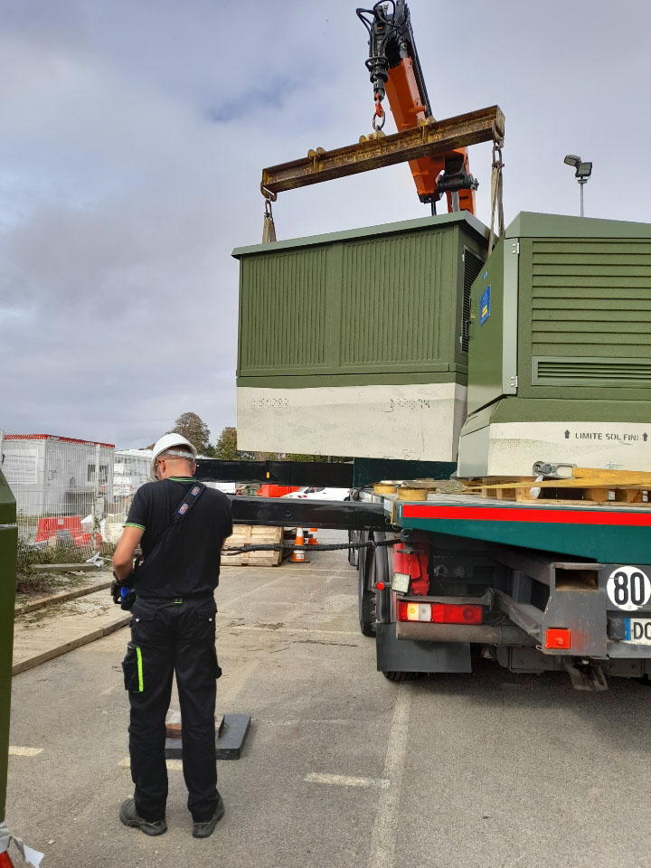 Livraison directe chantier de transformateurs sur le lieu de pose